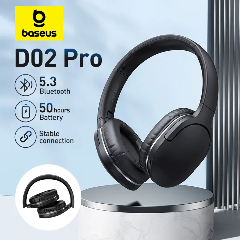 [R$79,79 Moedas] Fone De Ouvido Baseus D02 Pro Sem Fio Bluetooth Fones De Ouvido Estreo Alta Fidelidade Dobrvel, Headphone,